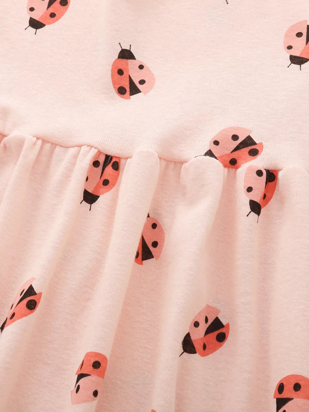 Children's Ladybug Print Ruffle Trim Casual Dress
