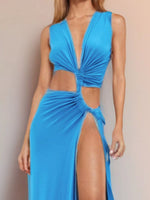 Deep V-Neck High Slit Maxi Dress