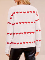 Heart Pattern Dropped Shoulder Sweater