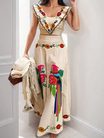 Parrot Crop Top and Maxi Skirt Set