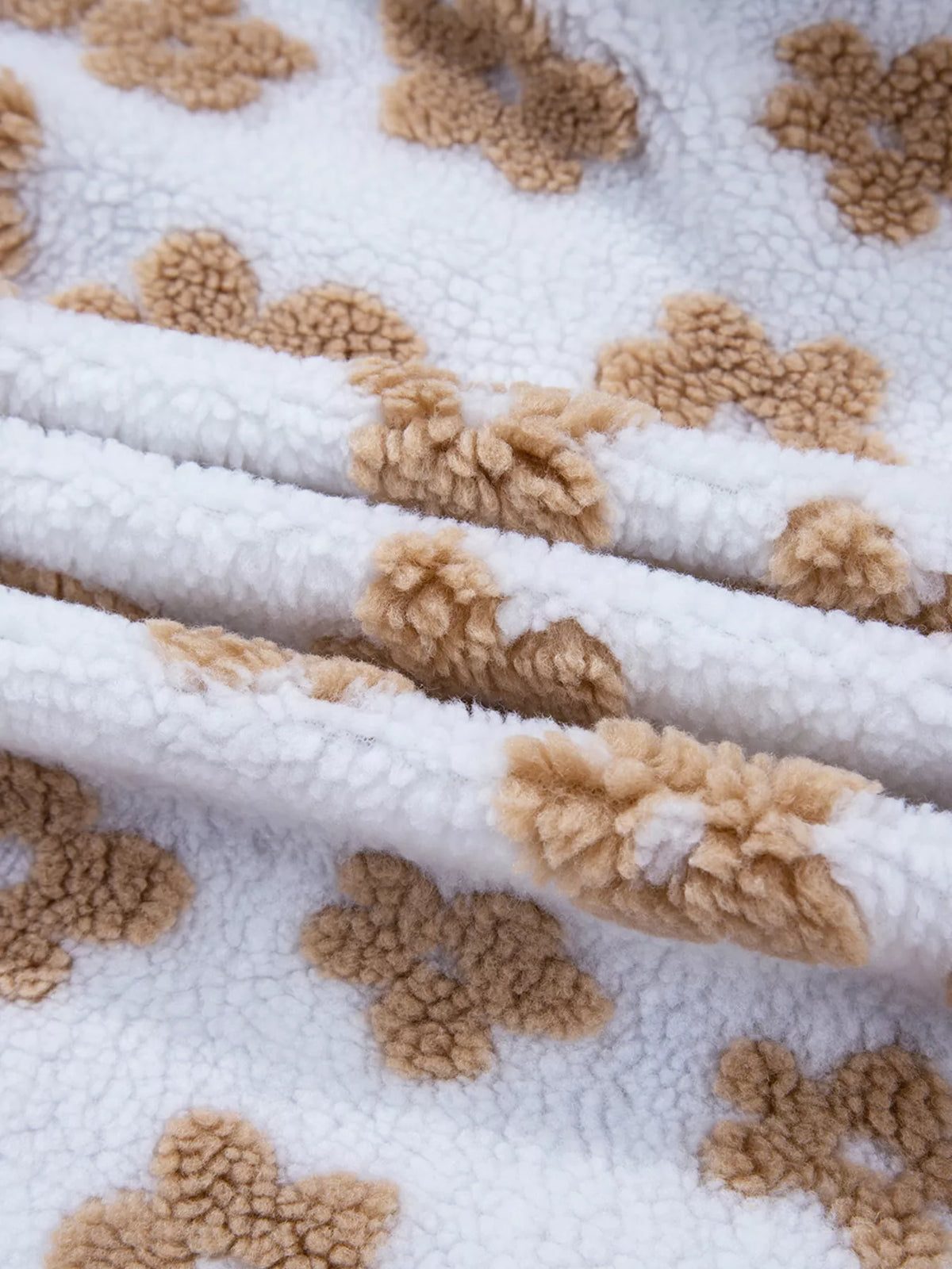 Flower Pattern Button Up Fleece Jacket
