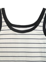 Striped Sleeveless Ribbed Knit Midi Dress