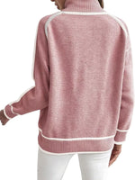 Full Size Turtleneck Contrast Trim Sweater Plus Size