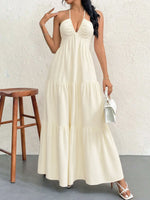 Halter Neck Tiered Maxi Dress - Ladyez