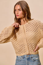 SO ME Open Knitted Button Down Cardigan Sweater Top