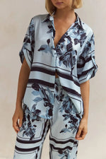 Printed Button Up Shirt and Pants Set