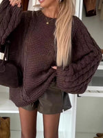 Cable Knit Round Neck Oversized Sweater