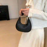 Solid Color Crescent Shoulder Bag - Ladyez