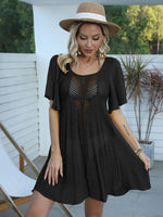Openwork Flutter Sleeve Cover-Up Dress - Ladyez