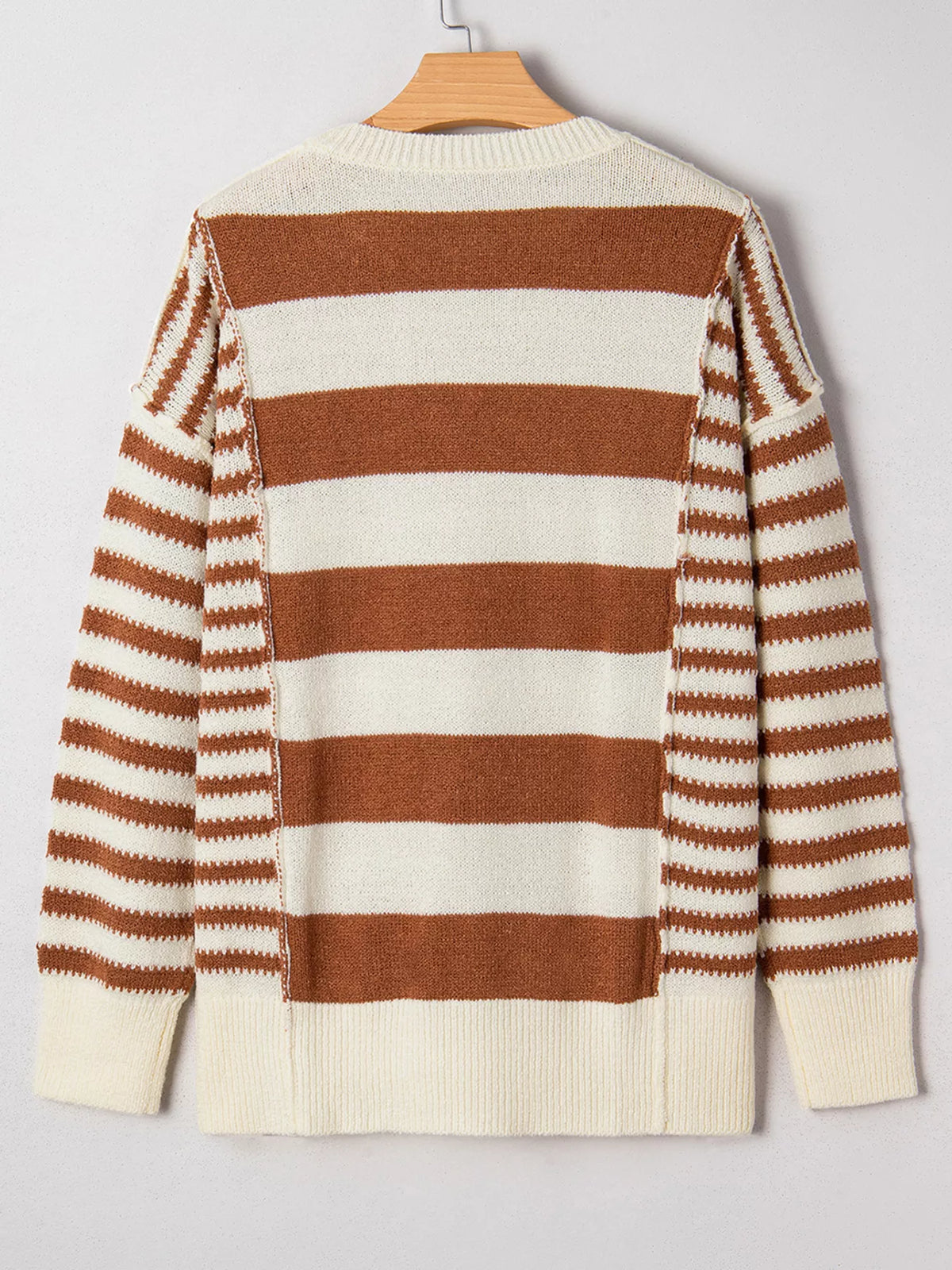 Stripe Drop Shoulder Sleeve Patchwork Baggy Sweater