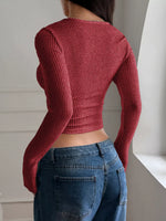 Ribbed Long Sleeve Crop T-Shirt