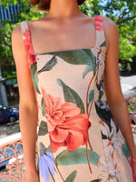 Floral Print Square Neck Maxi Dress - Ladyez