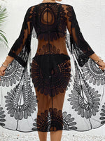 Lace Open Front Longline Cover-Up - Ladyez