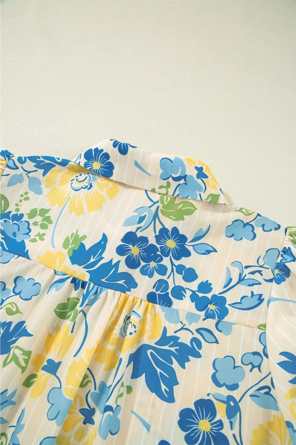 Printed Puff Sleeve Button Down Summer Shirt