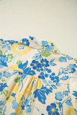 Printed Puff Sleeve Button Down Summer Shirt
