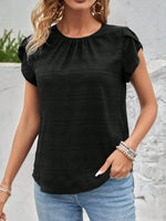 Round Neck Petal Sleeve Top