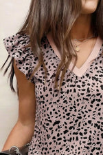 Ruffled Sleeve Leopard Print Blouse