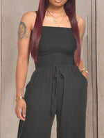 Strapless Smocked Wide-Leg Jumpsuit
