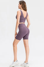 Wide Waistband Sports Shorts with Pockets - Ladyez