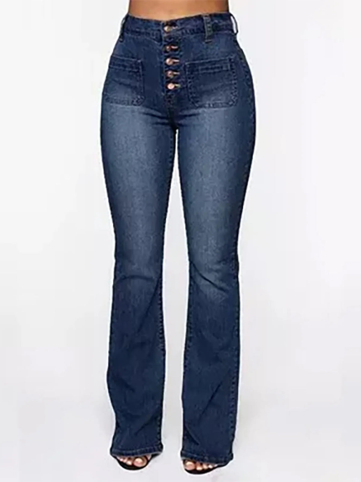 Full Size High Waisted Button-Fly Flare Jeans Plus Size - Ladyez