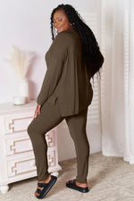 Basic Bae Bamboo Full Size V-Neck Long Sleeve Top and Pants Lounge Set - Ladyez
