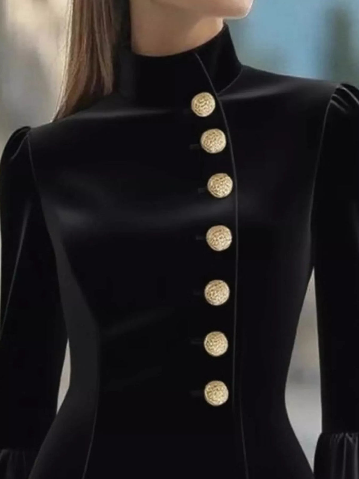 Bell Sleeve Mini Dress with Front Button