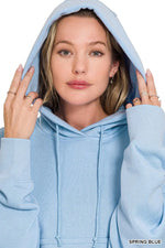 Zenana Oversized Fleece Kangaroo Pocket Hoodie