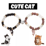 2 Piece Beaded Cat Charm Bracelet