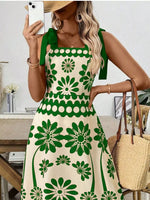Floral Print Tie-Shoulder Midi Dress