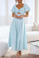Sweetheart Neck Puff Sleeve Dress