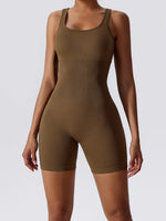 Basic Bae Ribbed Sleeveless Active Romper - Ladyez