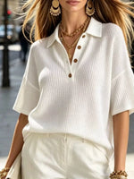 Half Button Waffle Knit Polo Shirt