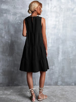 Tiered Round Neck Sleeveless Mini Tank Dress - Ladyez