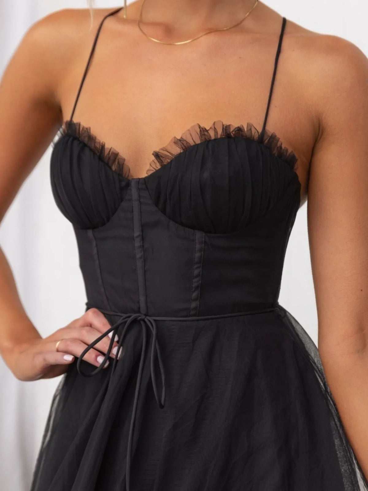 Sweetheart Neck Tulle Midi Dress - Ladyez