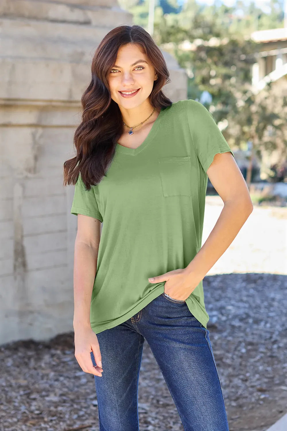 Basic Bae Bamboo Full SizeV-Neck Short Sleeve T-Shirt