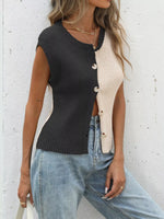 Two-Tone Button Up Cardigan