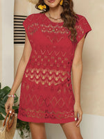 Openwork Round Neck Cover-Up - Ladyez