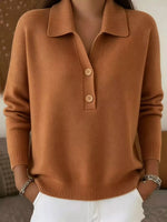 Full Size Button Detail Long Sleeve Sweater Plus Size