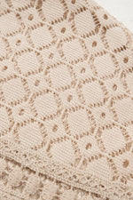 Lace Patchwork Waffle Short Sleeve Knit Top