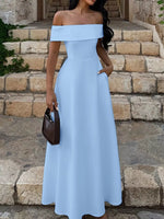 Off-Shoulder A-Line Maxi Dress