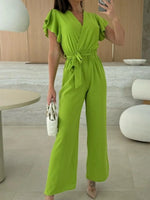 Tied Ruffled Wide Leg Jumpsuit