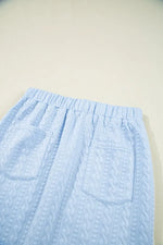 Contrast Trim Textured Crewneck Tee and Pocketed Skirt Set
