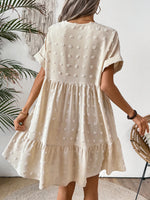 Ruffled Hem Swiss Dot Mini Dress