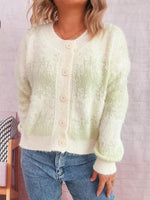 Ribbed Hem Button Up Cardigan