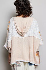 POL Floral Star Patch Hooded Blouse with Lace Contrast Detail