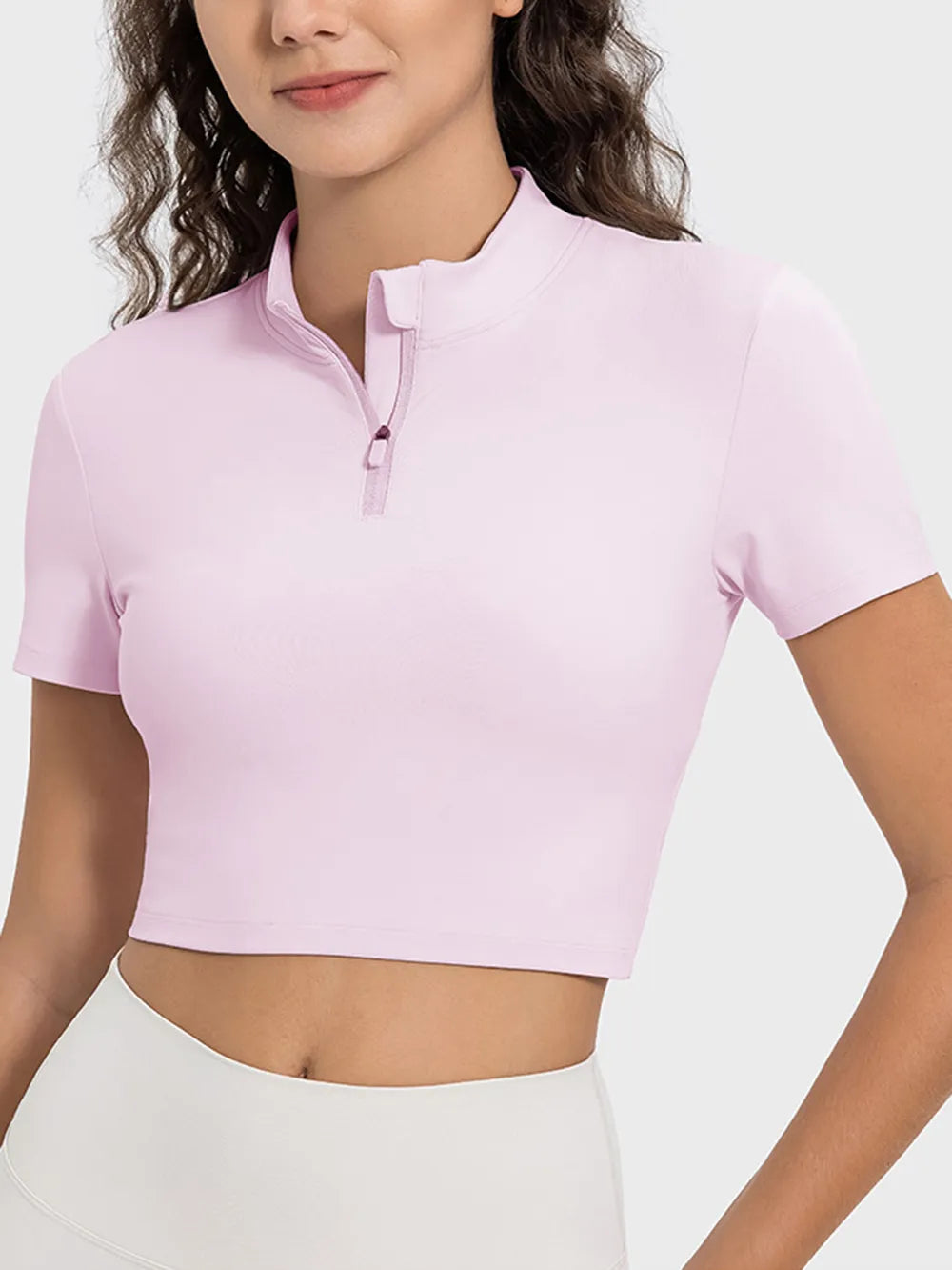 Millennia Quarter Zip Short Sleeve Active T-Shirt - Ladyez