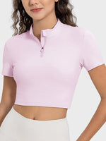 Millennia Quarter Zip Short Sleeve Active T-Shirt - Ladyez