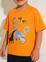Children's Dinosaur Round Neck Short Sleeve T-Shirt