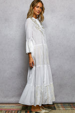 POL Embroidered Floral Tiered Maxi Dress