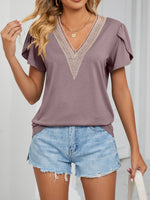 V-Neck Petal Sleeve Top
